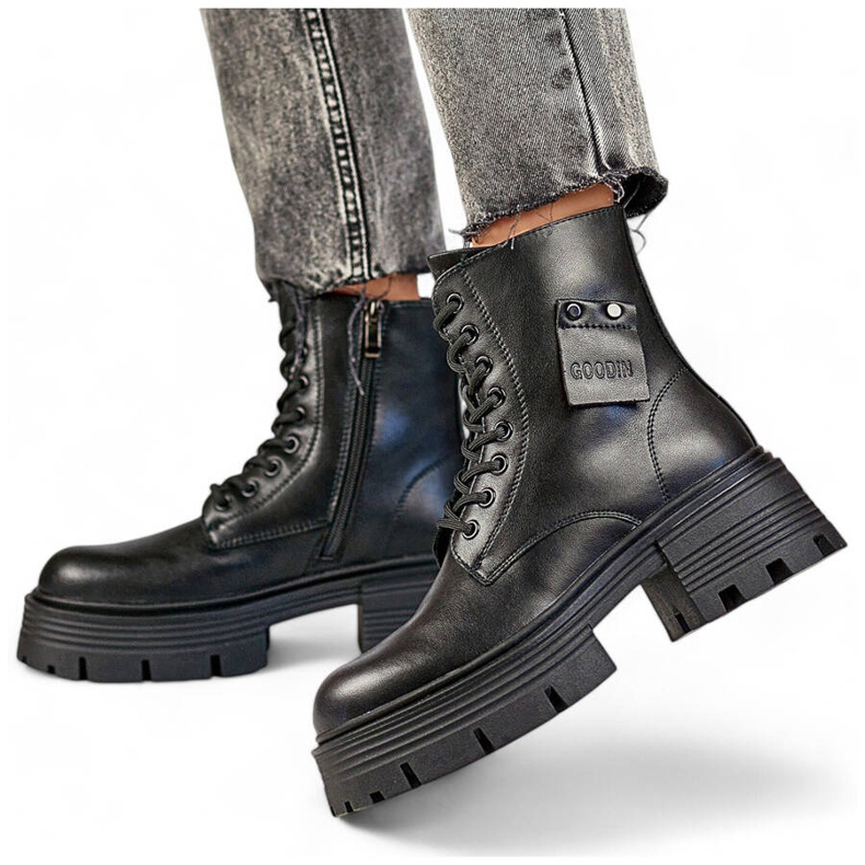 Trabalhadores de couro femininos na plataforma, pretos GD-TL56B