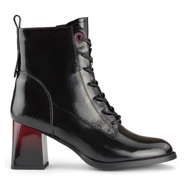 Botins femininos lacados, pretos, GD-FL2106B