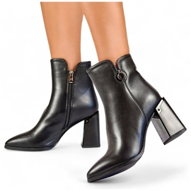 Botins femininos com isolamento de bico fino, pretos GD-FL2084B