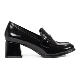 Goodin Mocassins femininos negros com salto alto preto