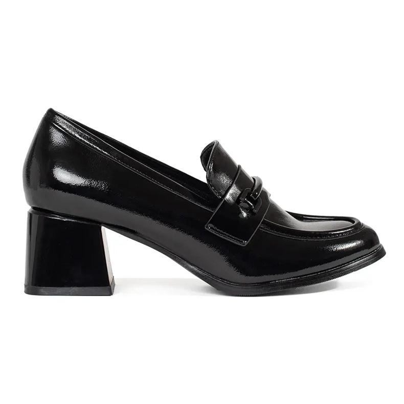 Goodin Mocassins femininos negros com salto alto preto