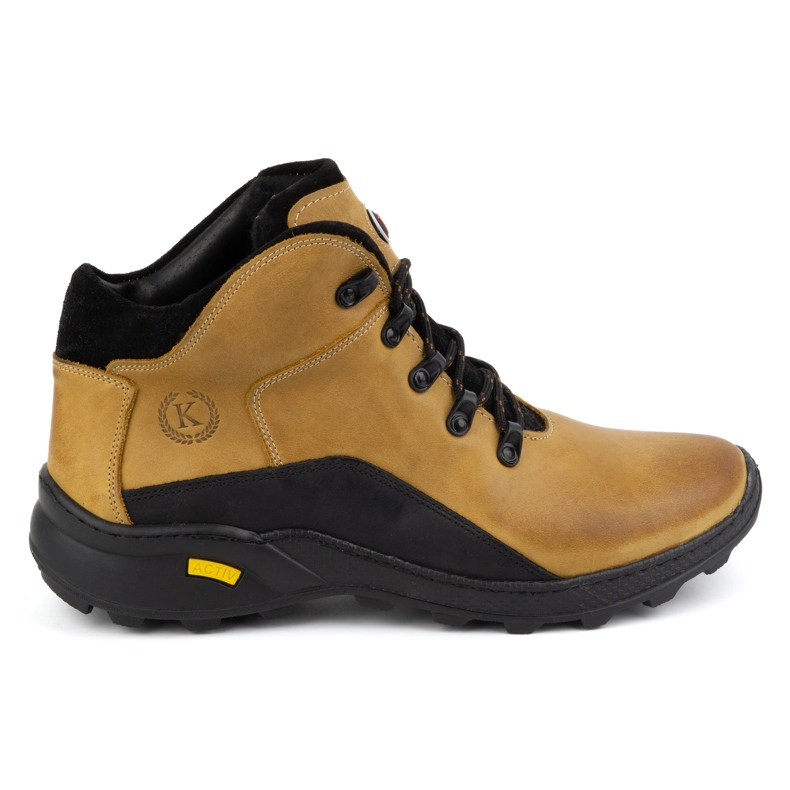 KOMODO Botas masculinas de couro de inverno 903K camelo amarelo castanho
