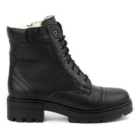 WASAK Botins femininos de couro com renda alta inverno 0547 pretos