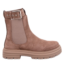 Botas Chelsea femininas Carls Khaki marrom