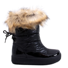Mastro Botas de neve pretas com pele preto