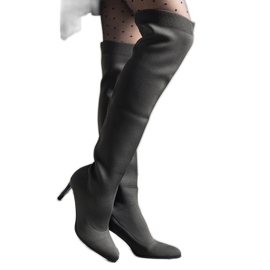 Botas verdes de salto alto com cano Atari elástico Botas verdes de salto alto com cano Atari elástico