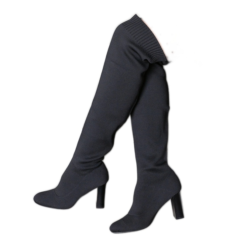 Botas pretas de salto alto com parte superior flexível Flamme preto