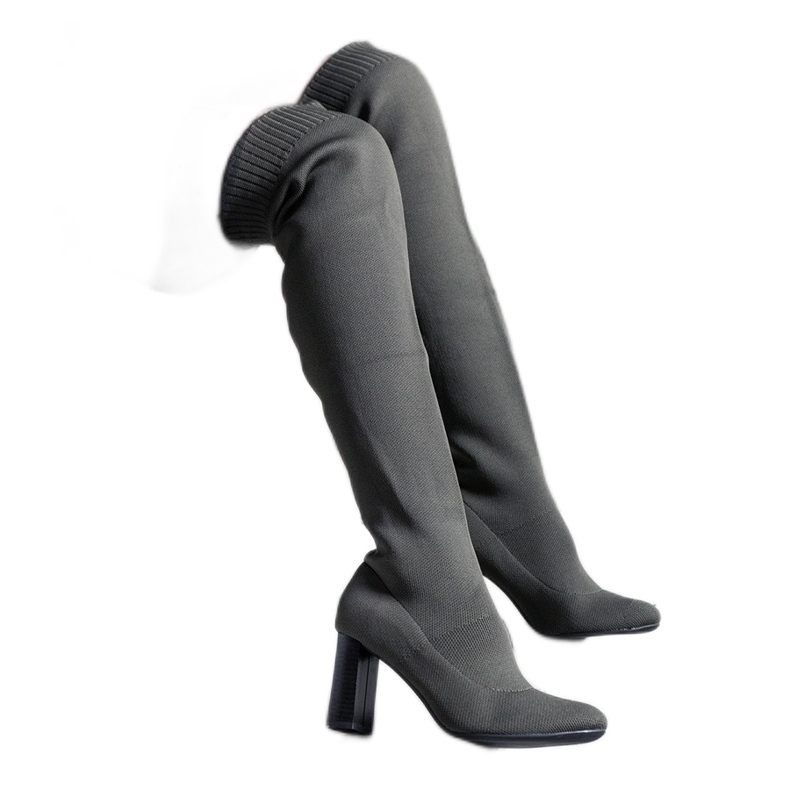Botas verdes de salto alto com parte superior flexível Flamme