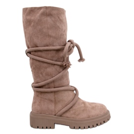 Botas de camurça com cordão Spicer Khaki bege