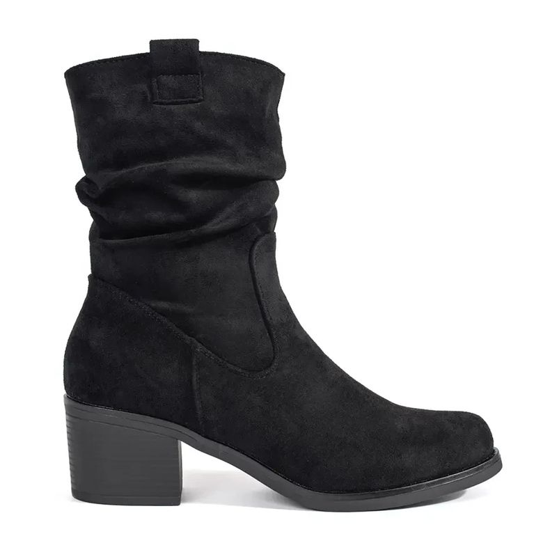 Botas femininas pretas estilo cowboy com parte superior com babados preto