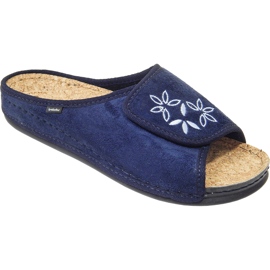 Slippers femininos da Inblu Korków 155d153 azul com bordado Slippers femininos da Inblu Korków 155d153 azul com bordado
