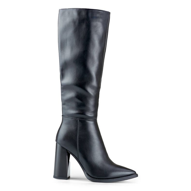 Botas femininas pontiagudas de salto alto, pretas GD-FL3038B preto