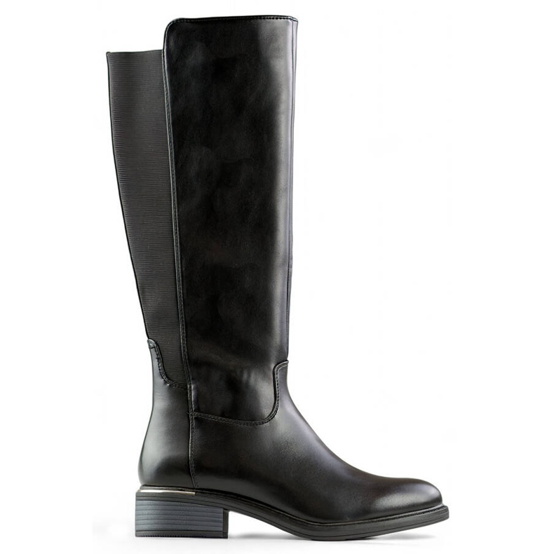 Botas femininas com borracha elástica, pretas FC20B preto