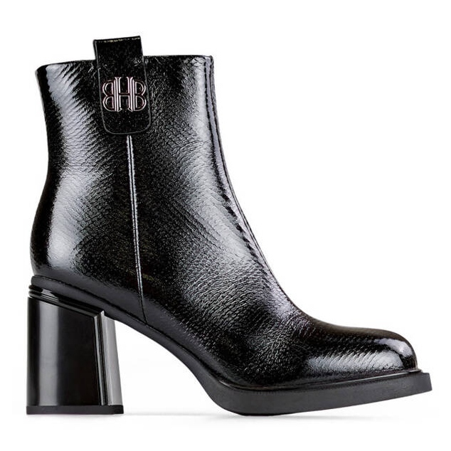 Botins femininos com isolamento de couro envernizado, pretos 25-66670B