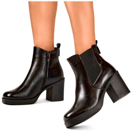 Botas Chelsea femininas com isolamento de salto alto, pretas 24-12453B preto