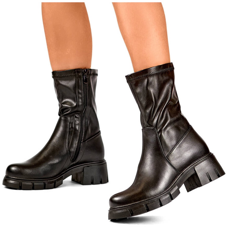 Botas femininas de trabalho com sola flexível, pretas 24-11308B preto