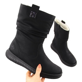 Botas femininas com isolamento na plataforma preta Rieker 74283-00 preto