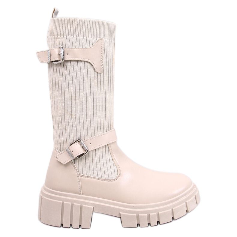 Botas Rhea Beige com parte superior flexível bege
