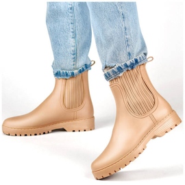 Botas Chelsea femininas com cano elástico e meia, bege S27BE