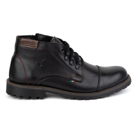 Olivier Botas masculinas de inverno com zíper, couro 963MP, pretas com preto Olivier Botas masculinas de inverno com zíper, couro 963MP, pretas com preto