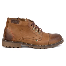 Olivier Botas curtas masculinas de couro de inverno, 963MP, vermelhas bege