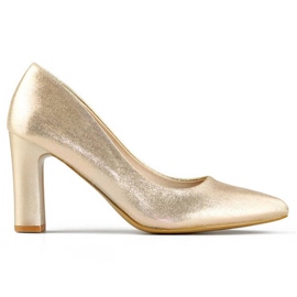 Sapatos femininos de salto alto com bico fino, dourados FL480A-L.GO