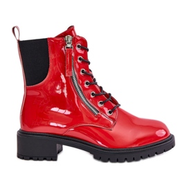 Botas de patente com zíper, Ravanthia vermelha isolada vermelho