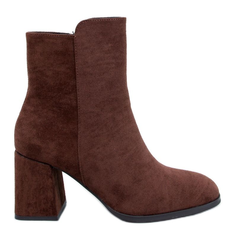 Botas Weish Brown com salto alto liso castanho