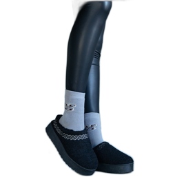 Botas de neve com plataforma preta com cano baixo e padrão Greene bordado preto