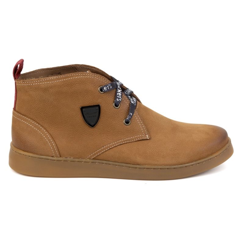 Sapatos masculinos de couro Chukka KAMPOL 110/410 castanho claro bege