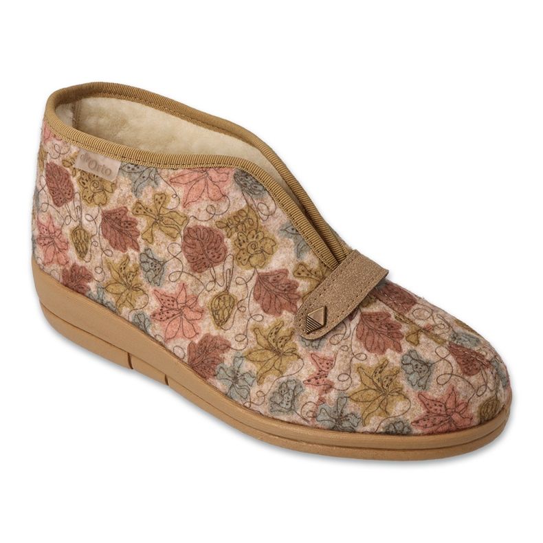 Befado Flipers femininos isolados com lã de ovelha PU 031D038 com flores bege