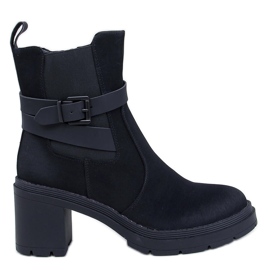 Botins confortáveis ​​de salto alto Tanish Black preto