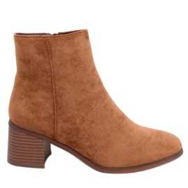 Botins clássicos de salto alto Annie Camel marrom