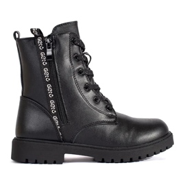 Botas de menina pretas com atacadores preto