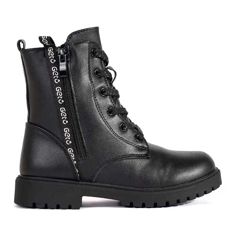 Botas de menina pretas com atacadores preto