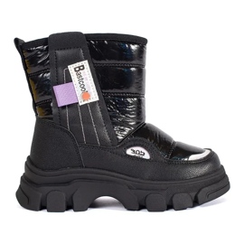 Botas de neve acolchoadas para menina com brilho preto