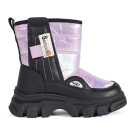 Botas de neve acolchoadas para menina com brilho roxo