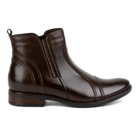 Olivier Botas masculinas de couro de inverno Chelsea 1001 marrom