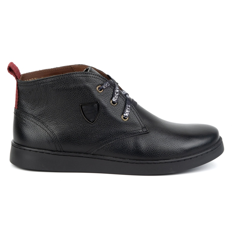 Botas masculinas Chukka de couro, isoladas KAMPOL 110/5, pretas preto