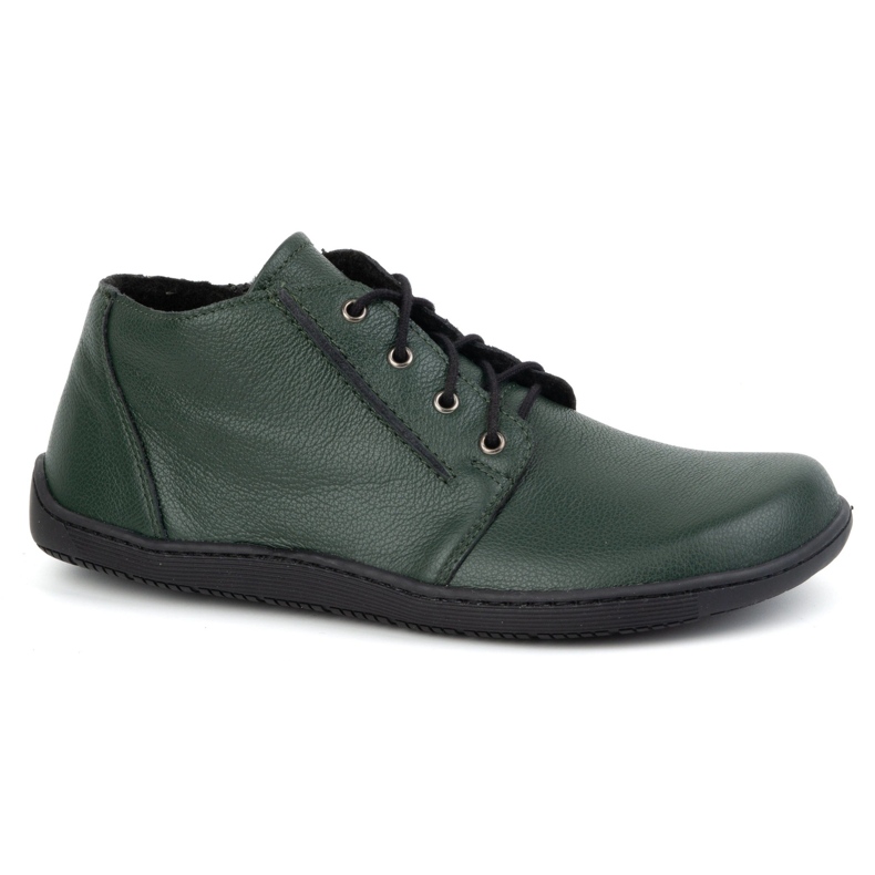 Olivier Sapatos femininos descalços de couro, levemente isolados, na altura do tornozelo com zíper, 787 verde