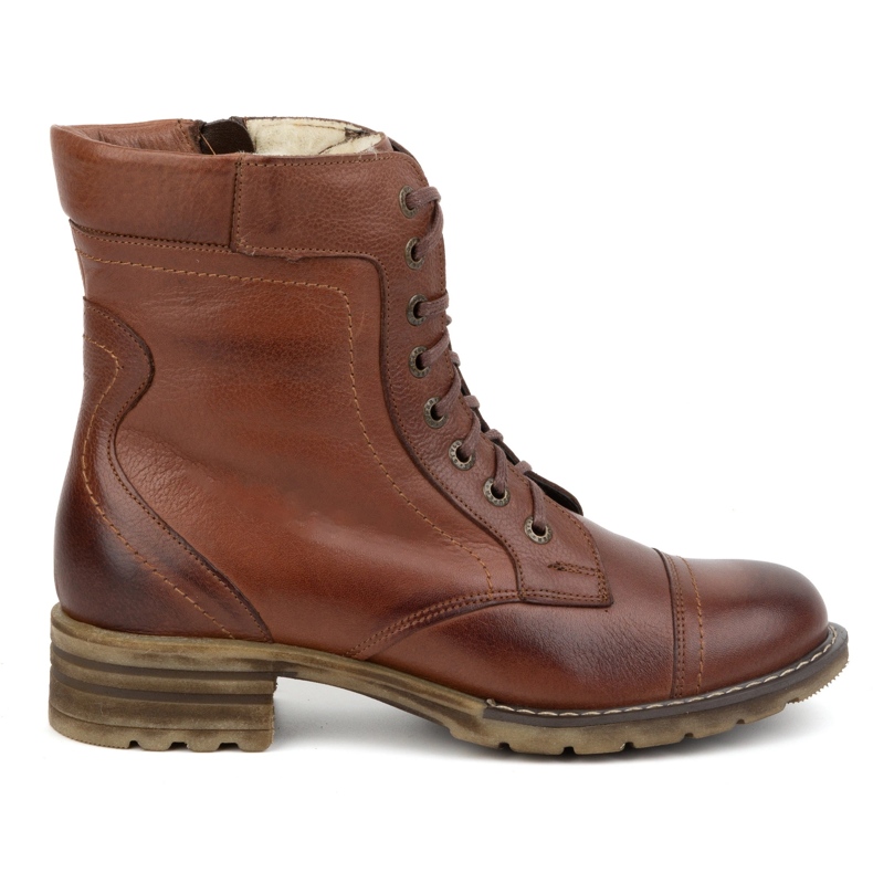 Olivier Botas femininas de couro, botas de inverno com isolamento, 226BB, marrom castanho