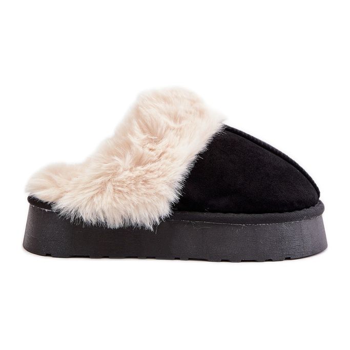 Botas de neve femininas pretas Doriola com sola grossa e pele preto