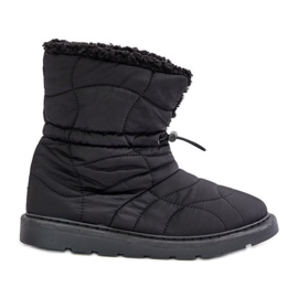 Botas de neve femininas Vamidara pretas com cordão isolado com pele preto