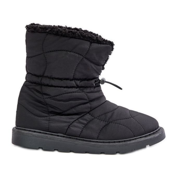 Botas de neve femininas Vamidara pretas com cordão isolado com pele preto