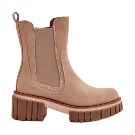 Botas Chelsea com zíper isolado bege Linneviae
