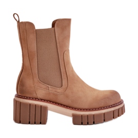 Botas Chelsea isoladas Camel Linneviae com zíper castanho