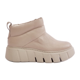 Zazoo 60470 Botas de couro isoladas com lã na plataforma bege claro Zazoo 60470 Botas de couro isoladas com lã na plataforma bege claro