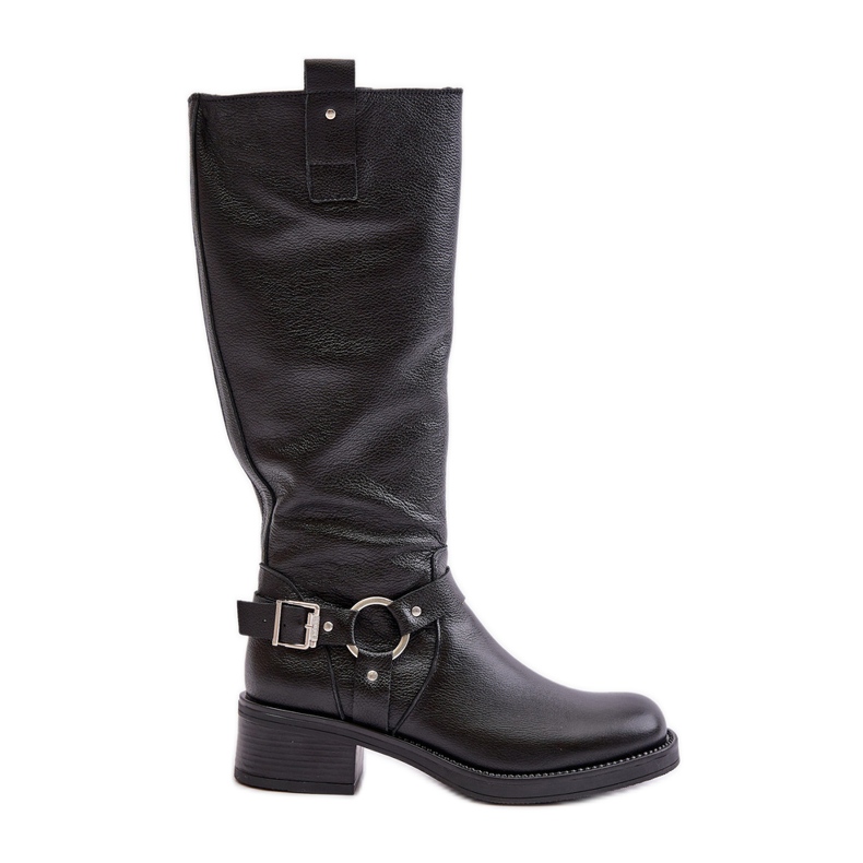 Zazoo 70141 Botas femininas de couro acima do joelho, pretas preto