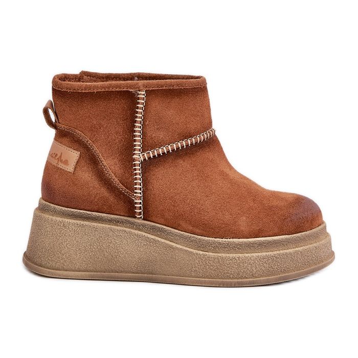 Botas de neve em camurça de couro com plataforma e cunha marrom Maciejka 06769-29 marrom castanho Botas de neve em camurça de couro com plataforma e cunha marrom Maciejka 06769-29 marrom castanho