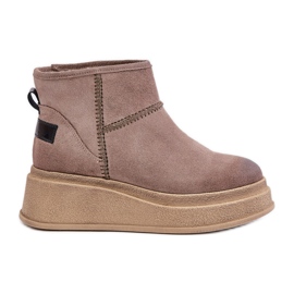 Botas de neve em camurça de couro com plataforma e cunha Maciejka 06769-02 Marrom escuro